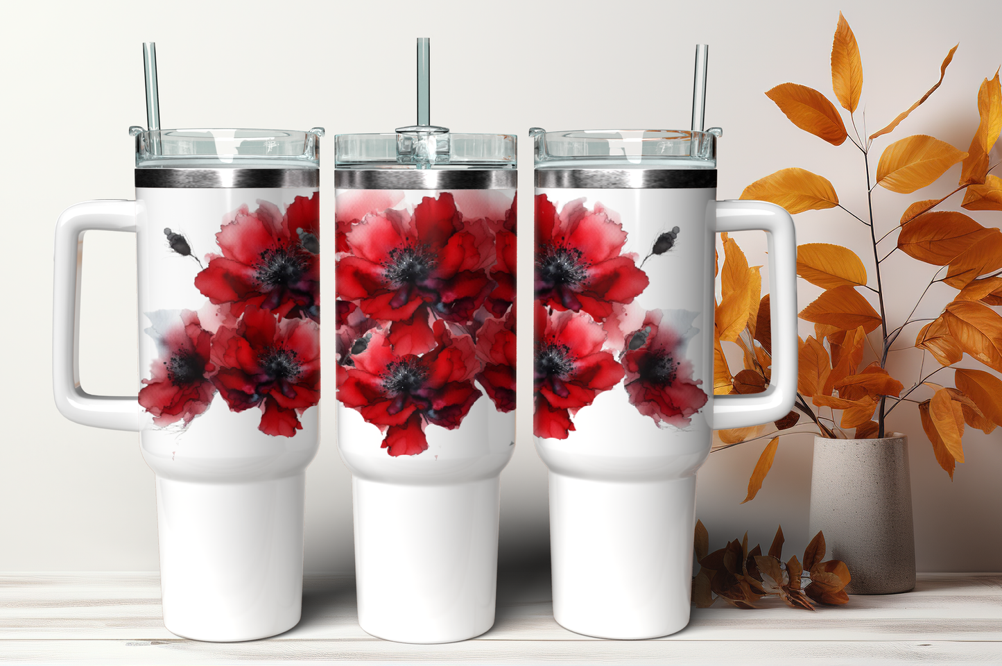 Gorgeous Bright red Poppy 40oz Design