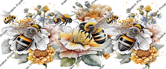 Beautiful Bright Bee floral mug Design