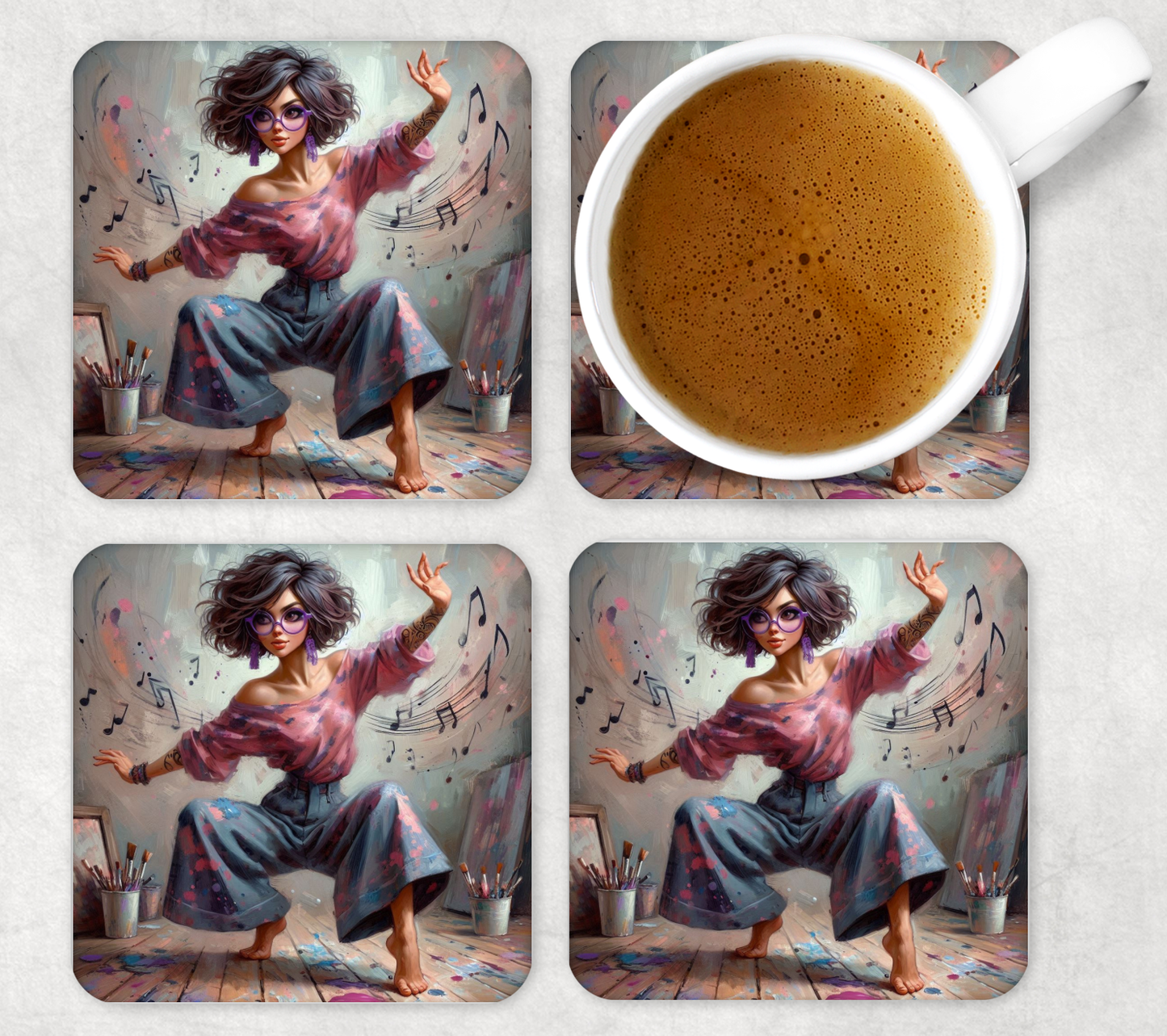 Glass Square Coasters 10 x 10cm (Set of 4) Collection 1