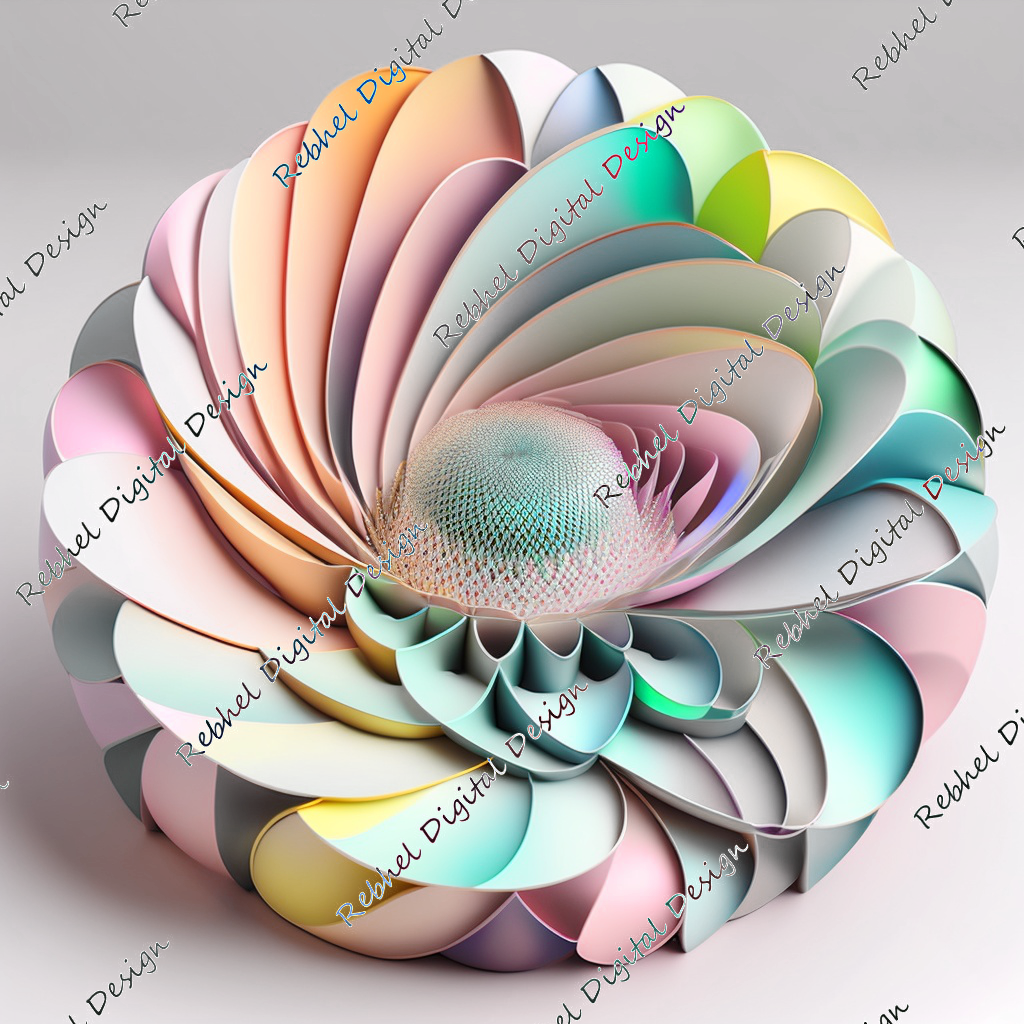 3D Pastel Open Rose