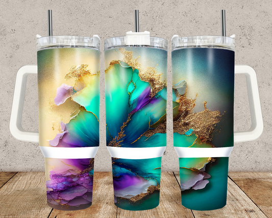 40oz Alcohol Ink Teal/Gold/Purple