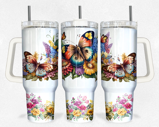 40oz Butterfly Floral Design