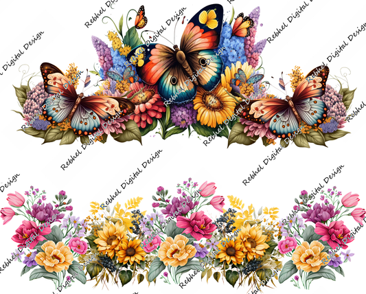 40oz Butterfly Floral Design