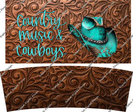 40oz Leather Country Cowboy Design