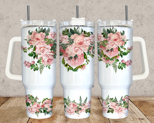 40oz Pink Floral Design