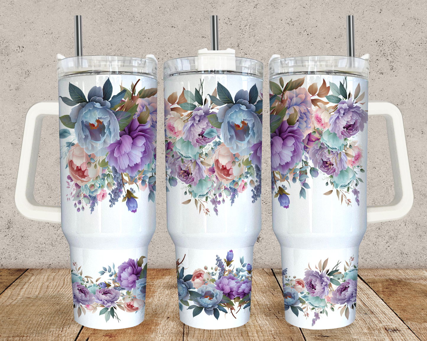 40oz Purple floral Design