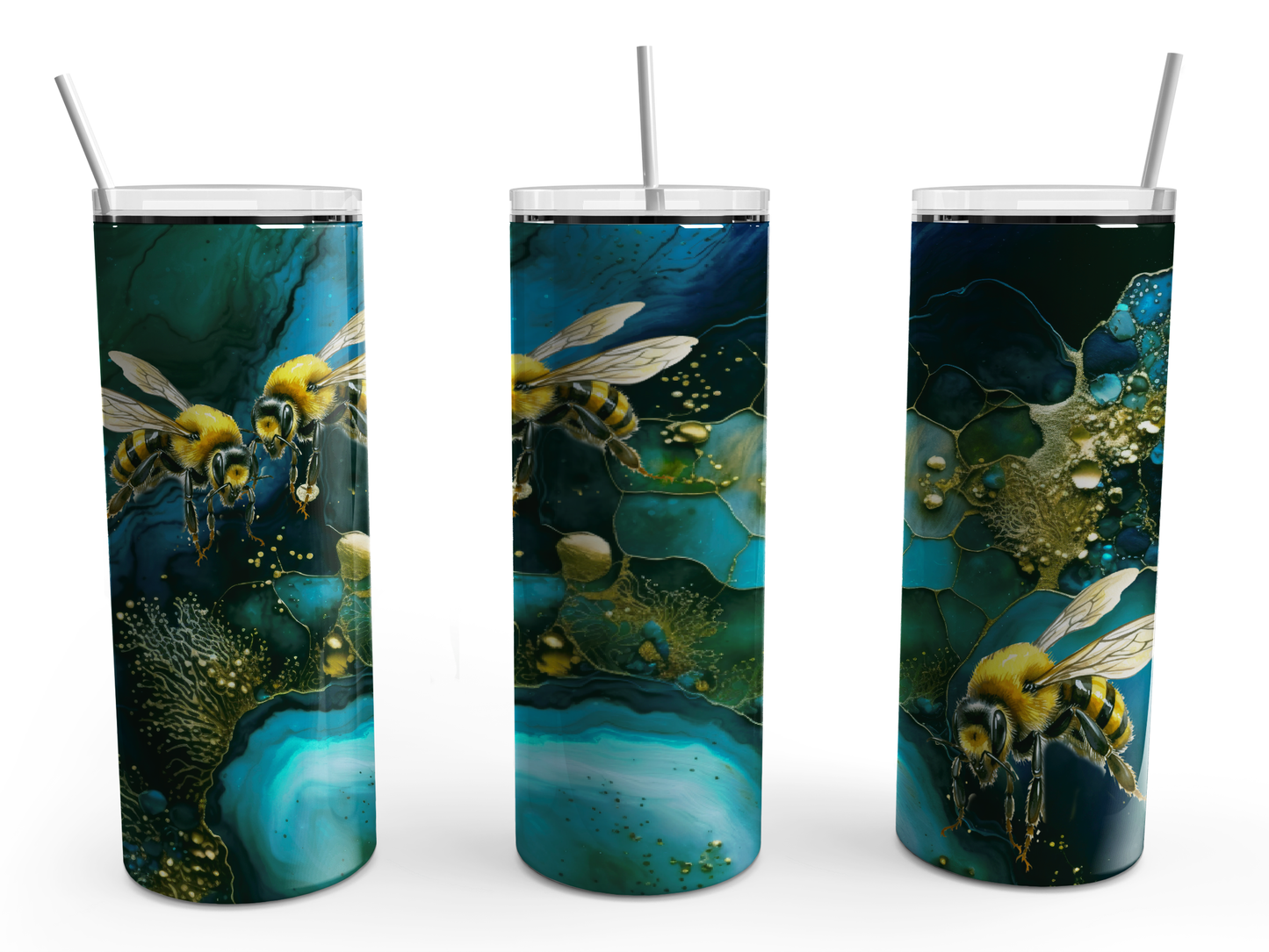 Abstract Teal Bee Design