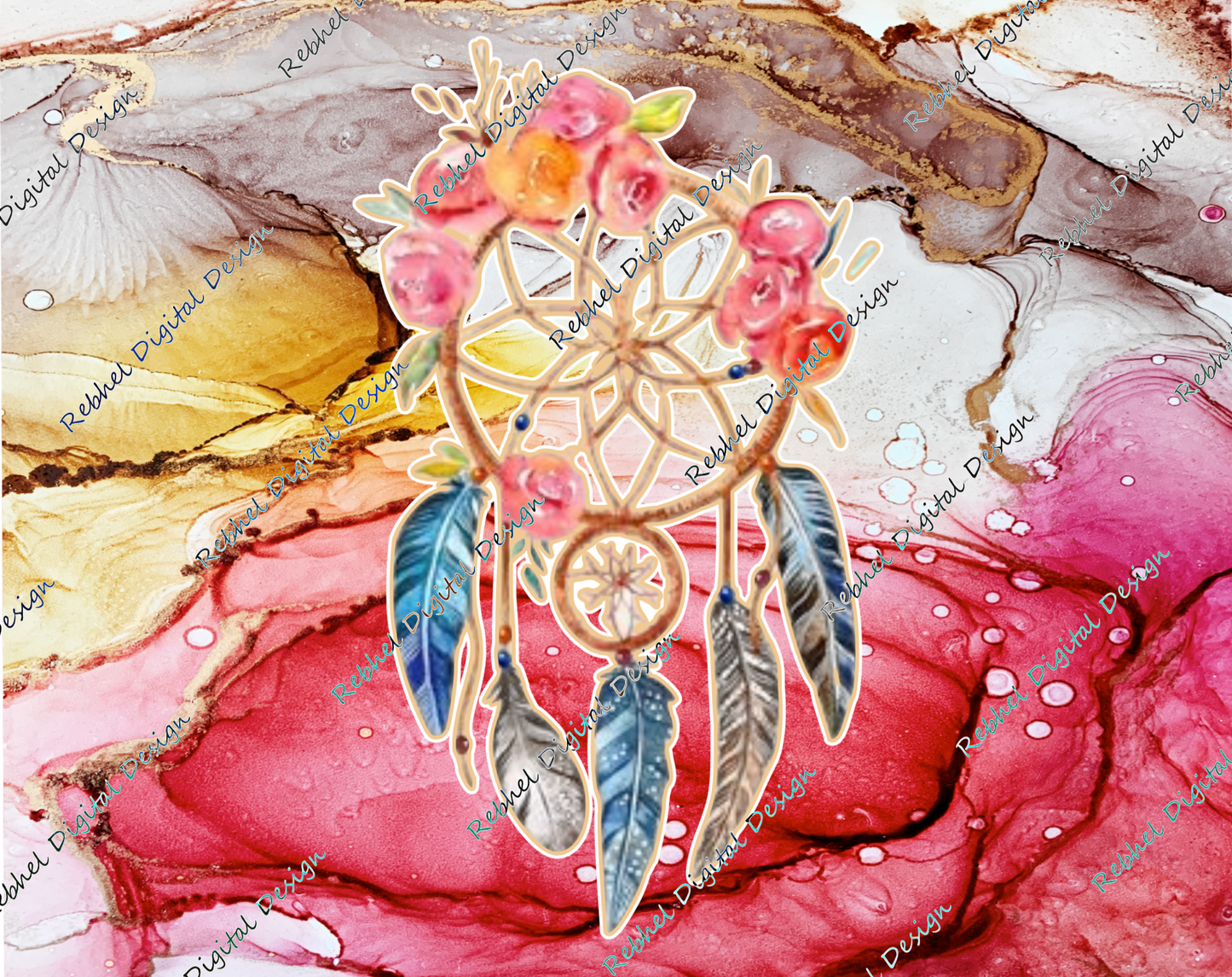 Alcohol Ink with Dreamcatcher Design