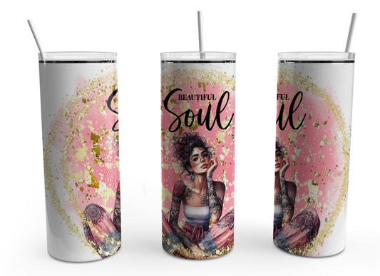 Beautiful Soul Pink and Gold 20oz Design