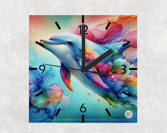 Clock Dolphin Alcohol ink Designs