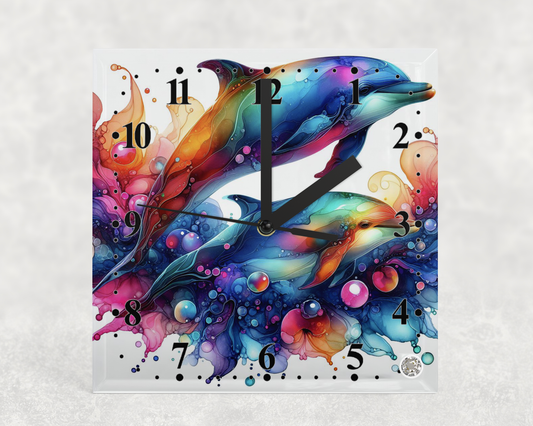 Clock Dolphin Alcohol ink Designs