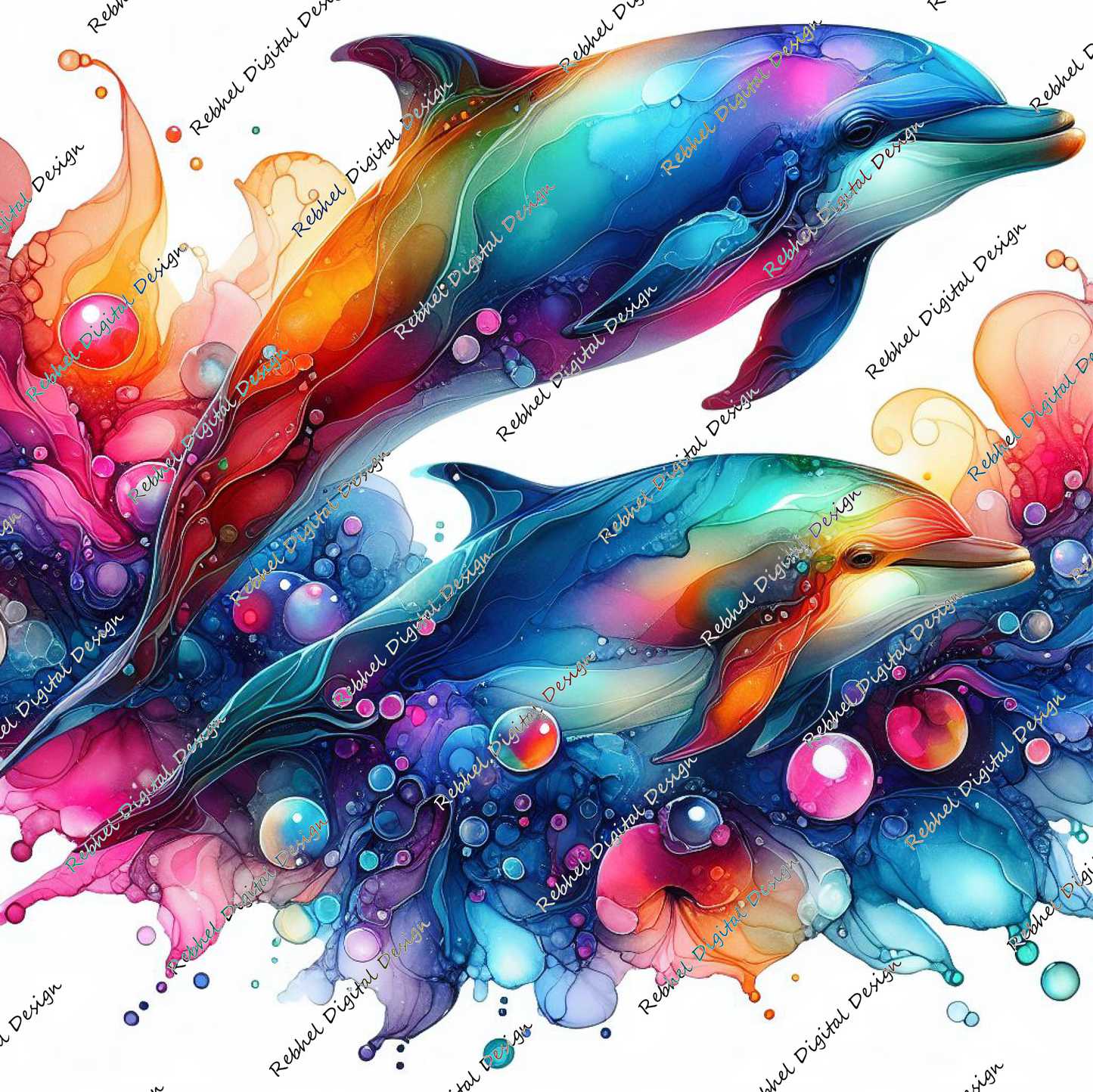 Dolphin Alcohol Ink Designs