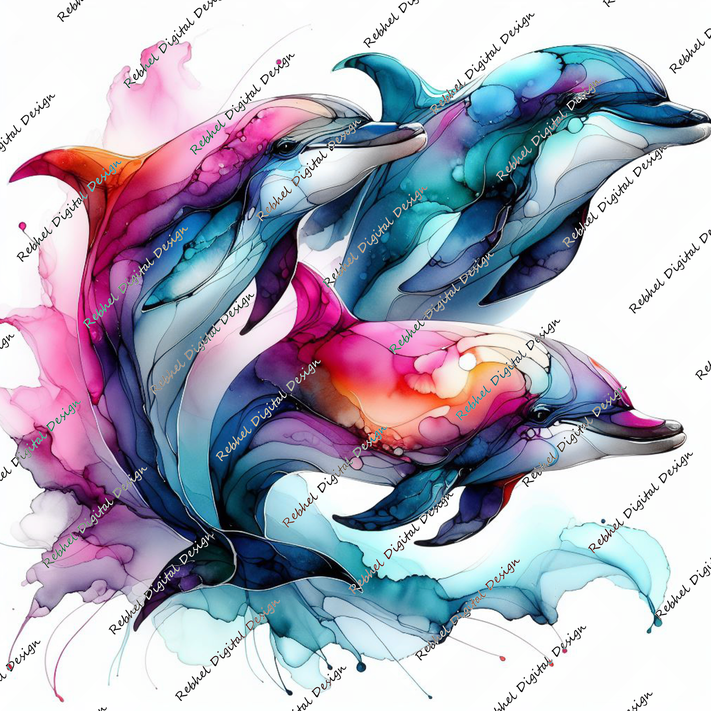 Dolphin Alcohol Ink Designs