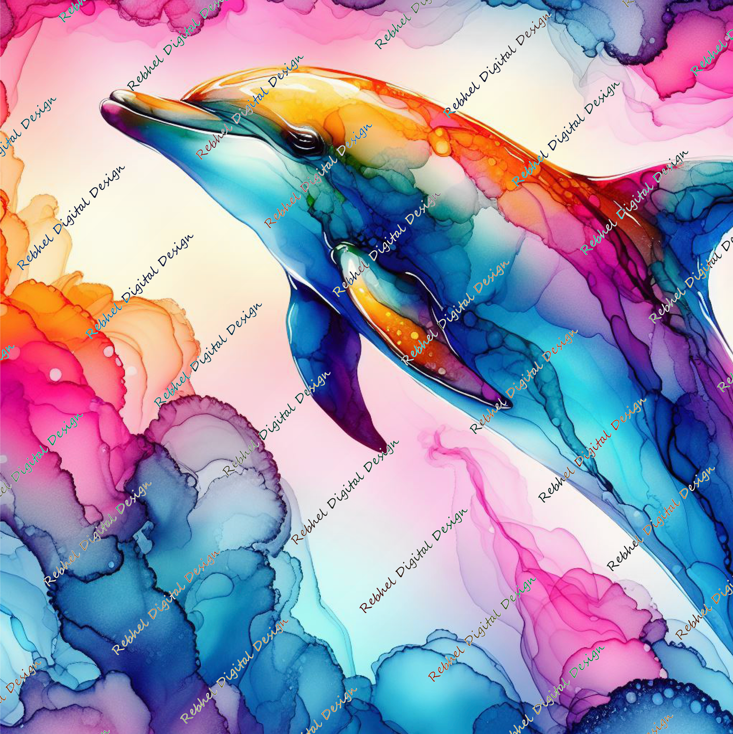 Dolphin Alcohol Ink Designs