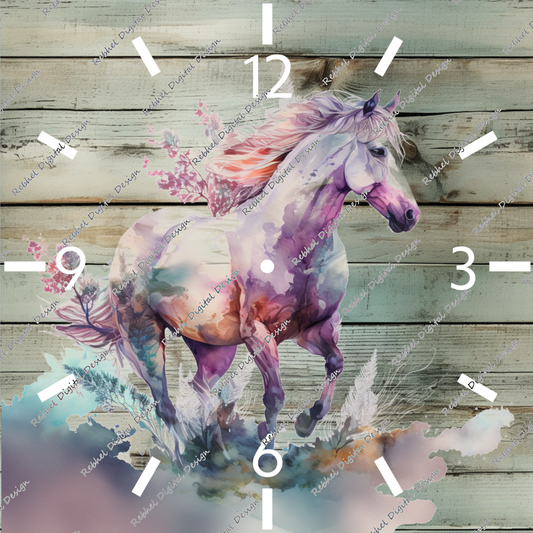 Clock Watercolour Horse Design