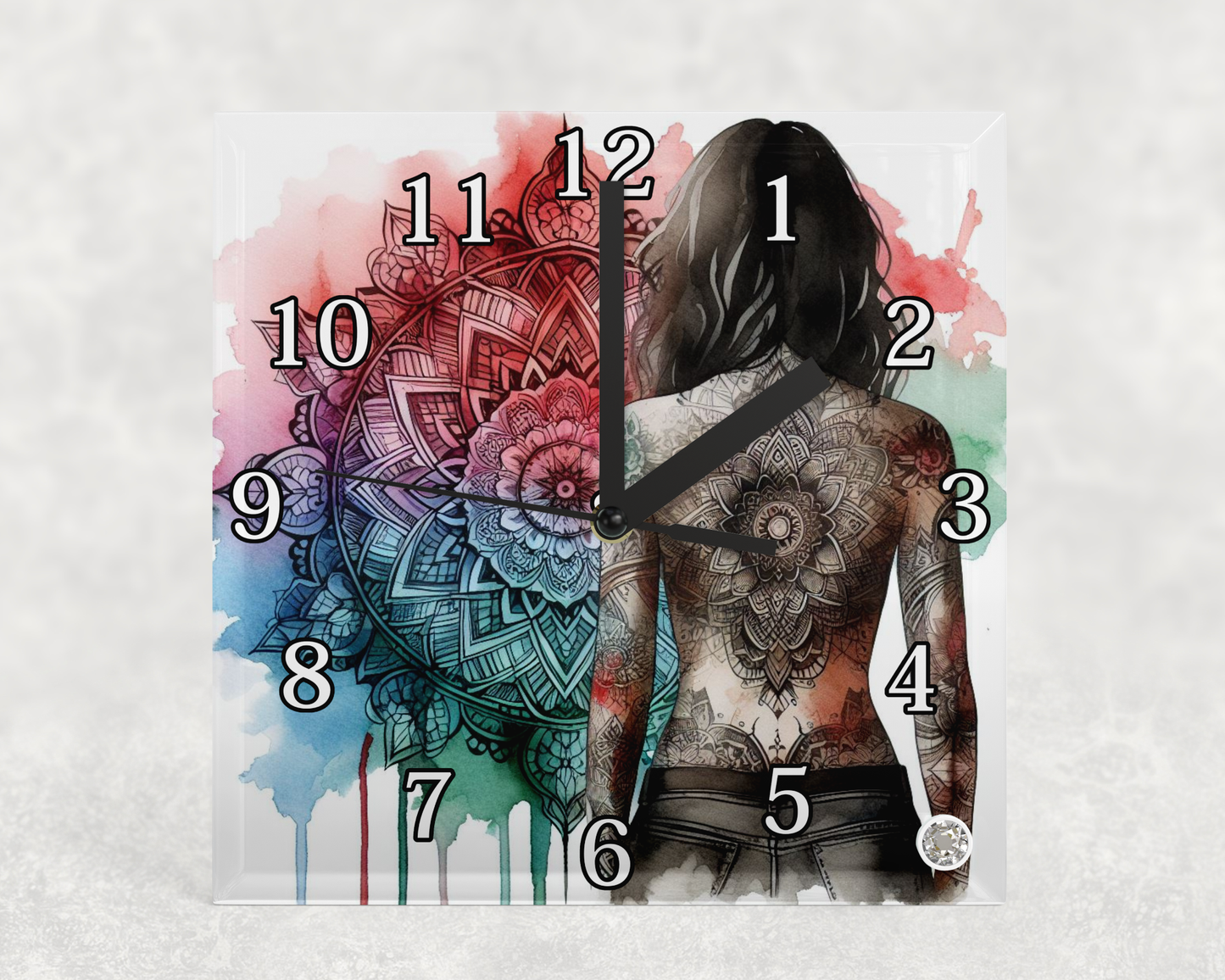 Glass Clocks with stand 20cm x 20cm. Collection 1