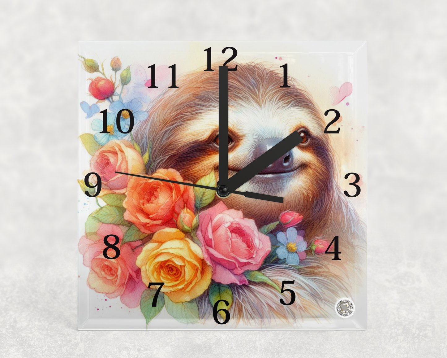 Glass Clocks with stand 20cm x 20cm. Collection 1