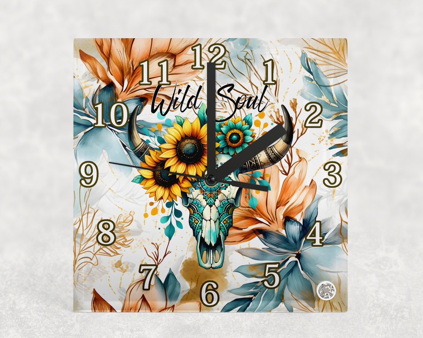 Glass Clocks with stand 20cm x 20cm. Collection 1
