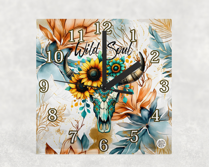 Glass Clocks with stand 20cm x 20cm. Collection 1