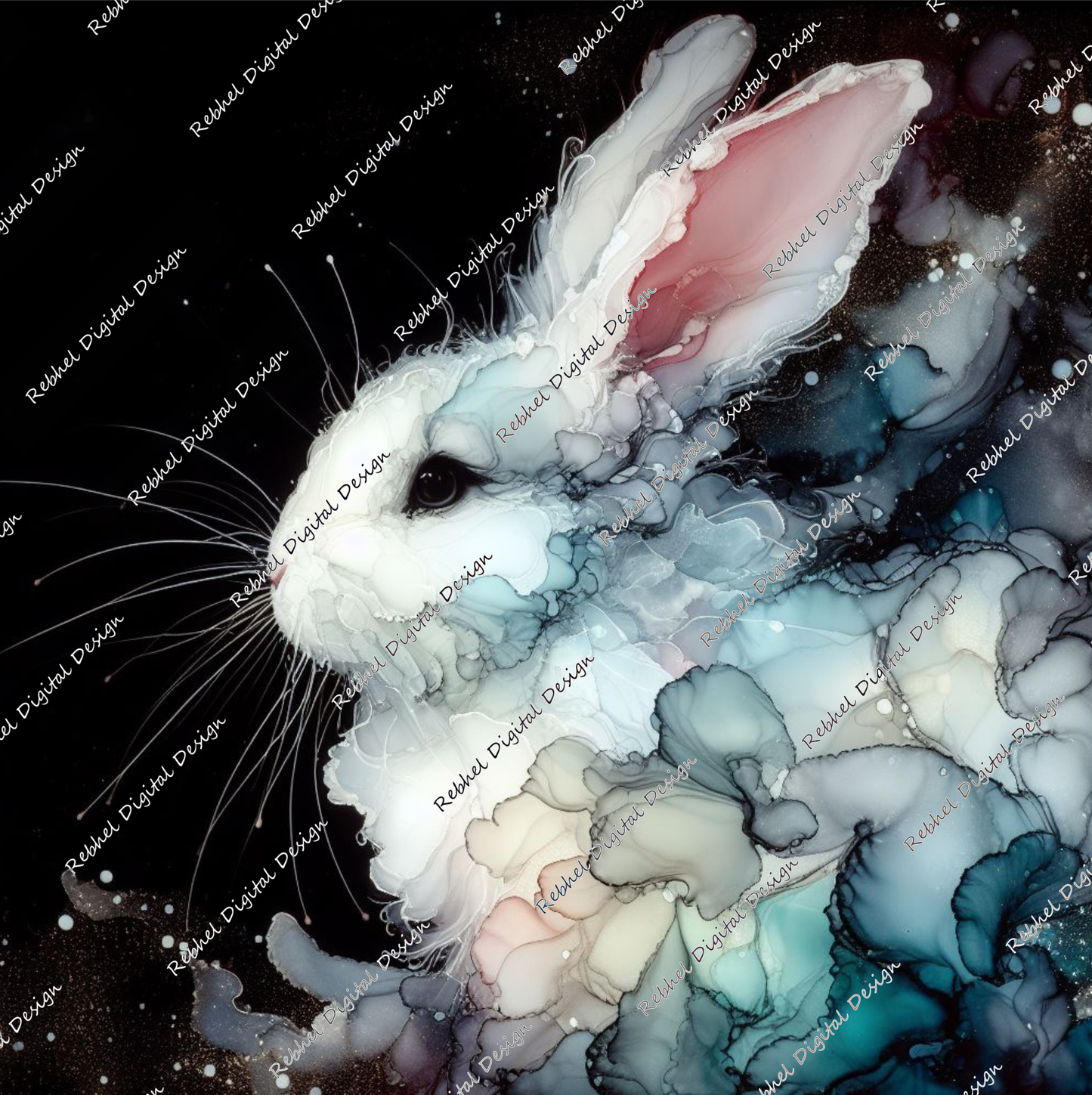 Rabbits Alcohol Ink designs