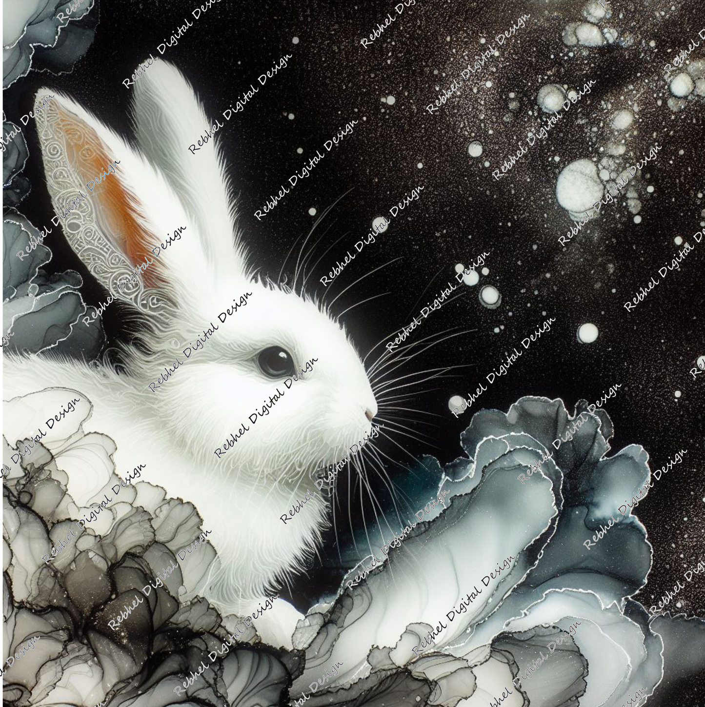 Rabbits Alcohol Ink designs