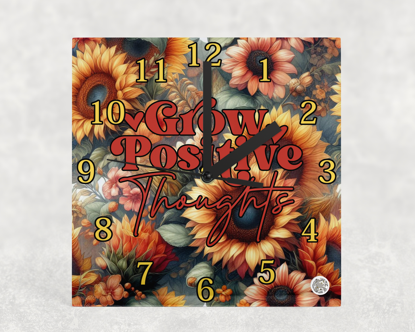 Glass Clocks with stand 20cm x 20cm. Collection 1