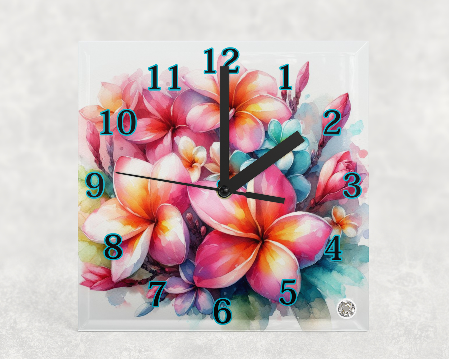 Glass Clocks with stand 20cm x 20cm. Collection 1
