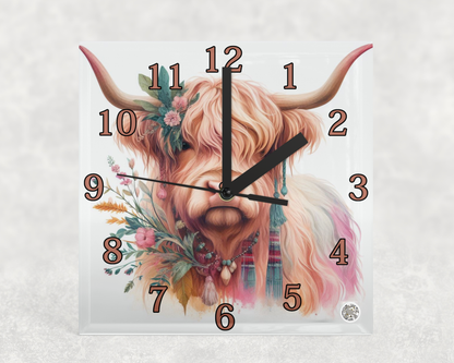 Glass Clocks with stand 20cm x 20cm. Collection 1