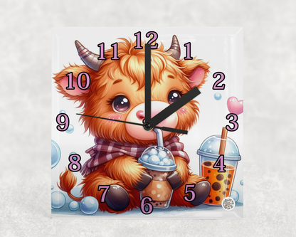 Glass Clocks with stand 20cm x 20cm. Collection 1