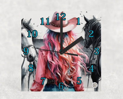 Glass Clocks with stand 20cm x 20cm. Collection 1