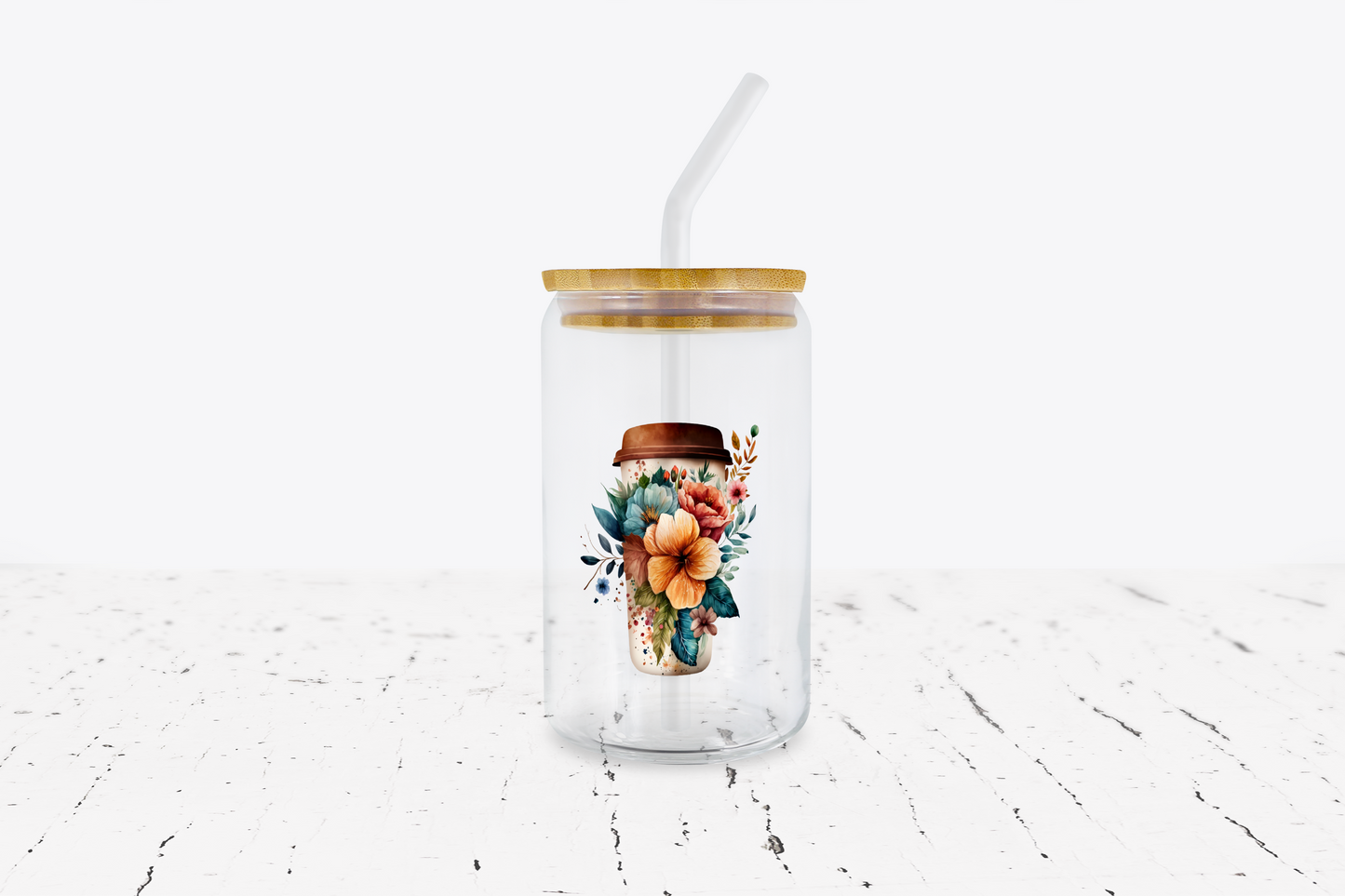 UV DTF Coffee cups Floral Decals