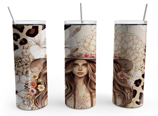 Cowgirl Gypsy Floral Leopard print Design for 20oz cup