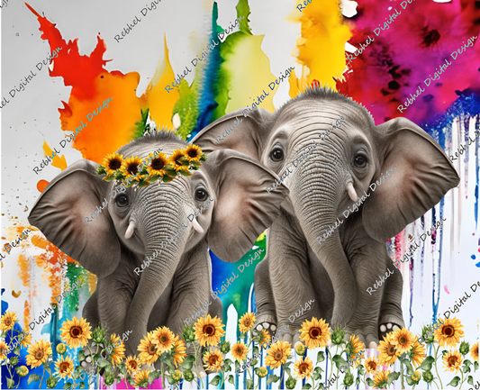 Elephants with colourburst