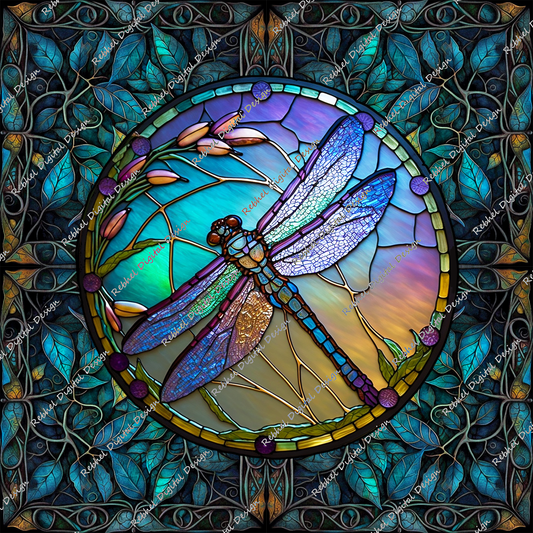 Dragon fly Stained Glass Leaves