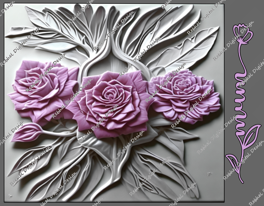 3D Pink and smokey Grey floral Abstract MUM