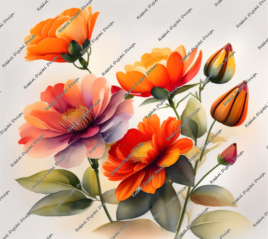 Orange floral Watercolour Design