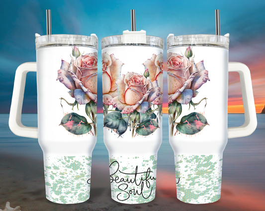 40oz Beautiful Soul vintage roses Design