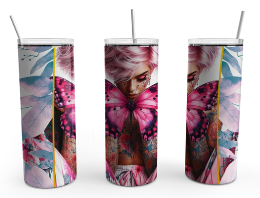 Pink Beauty with Butterfly 20oz Tumbler Design