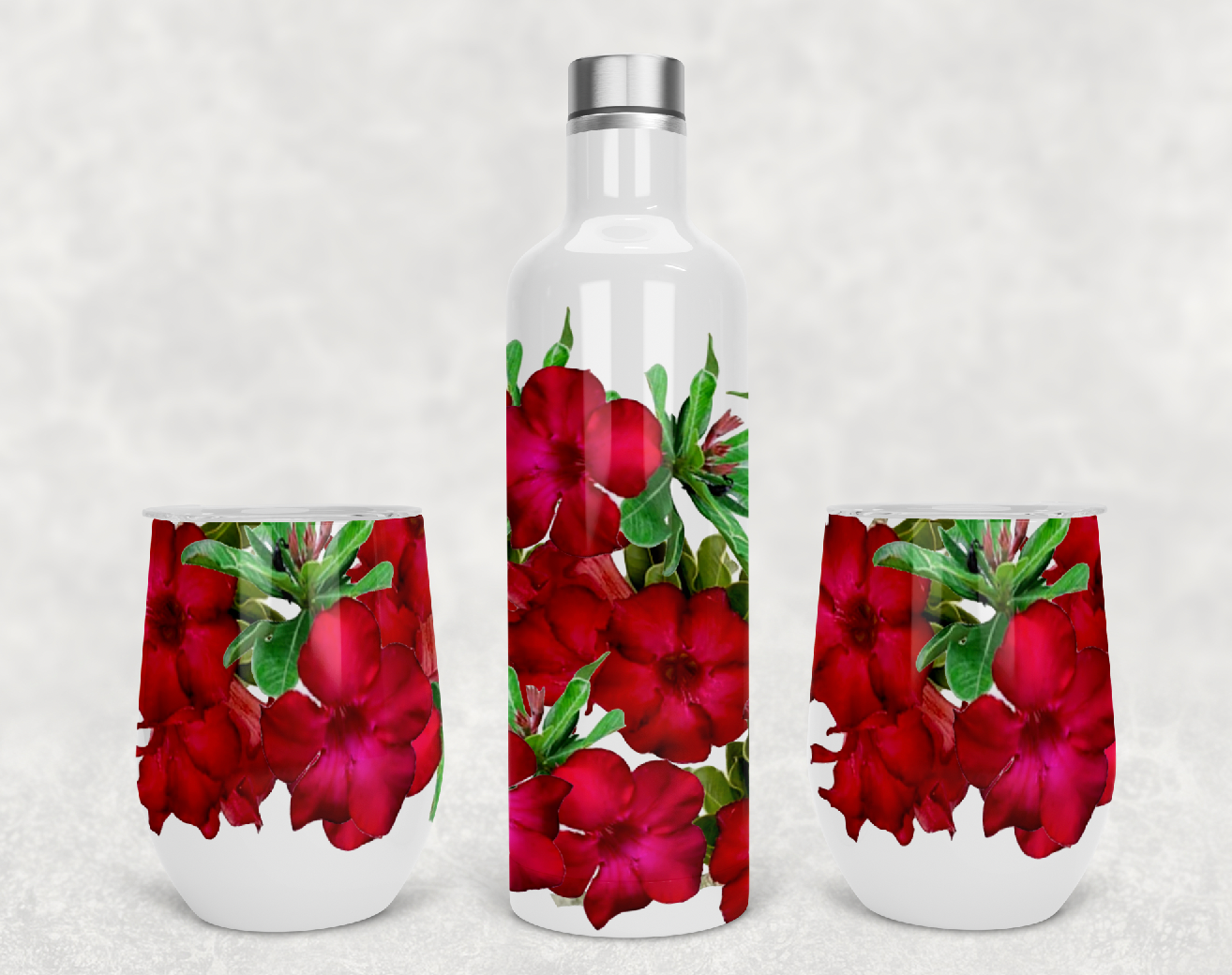 Wine bottle and Tumbler Desert Rose