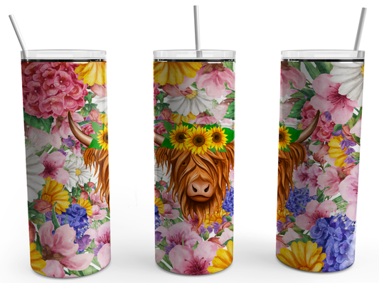 Highland Cow-Floral