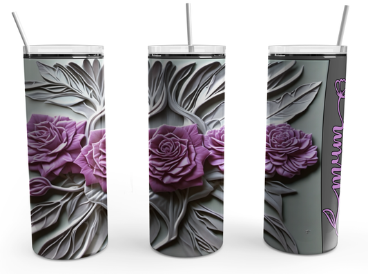 3D Pink and smokey Grey floral Abstract MUM