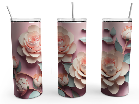 3D Pastel open roses