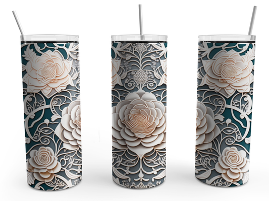 3D Elegant Teal Floral©