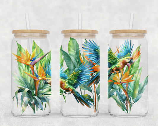 UV DTF Aussie Floral Birds of Paradise with Parrot wrap