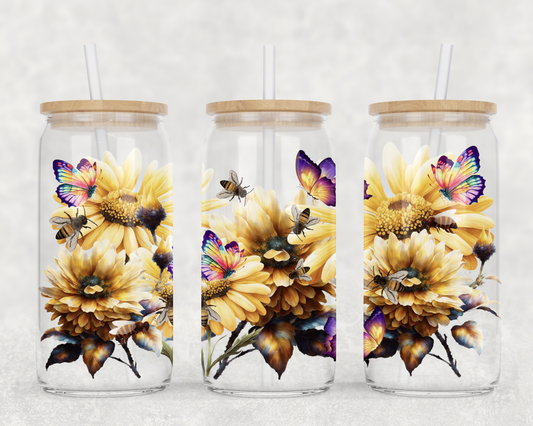 UV DTF Sunflowers with Butterflies Wrap