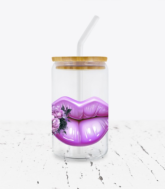 UV DTF Gorgeous Pink lips with flowers Decal©