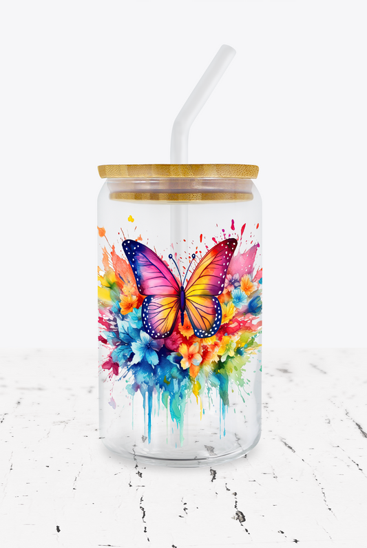 UV DTF Rainbow Floral Butterfly Decal