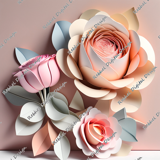 3D Pastel Rose bunch