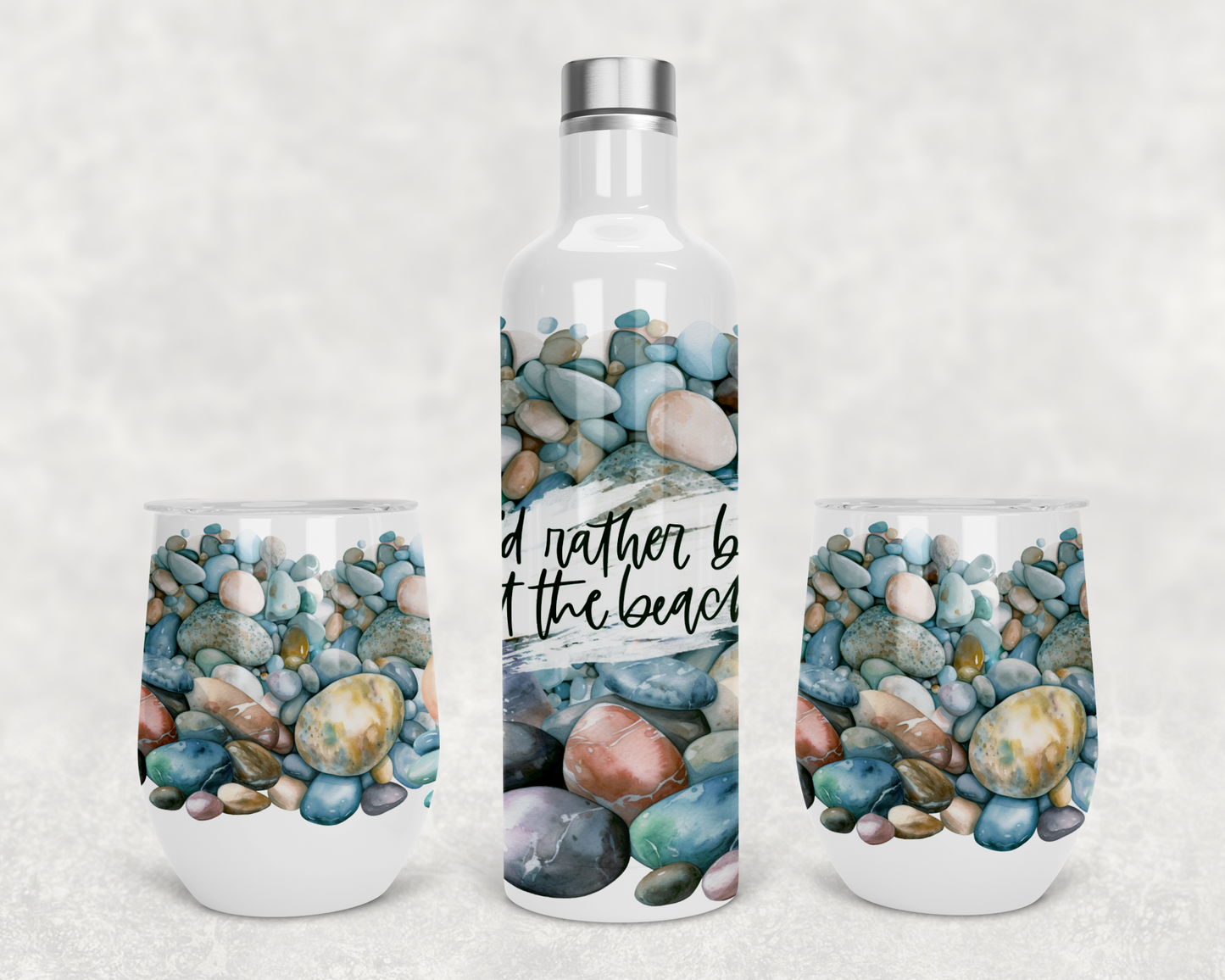 Wine set I'd rather be at the beach design