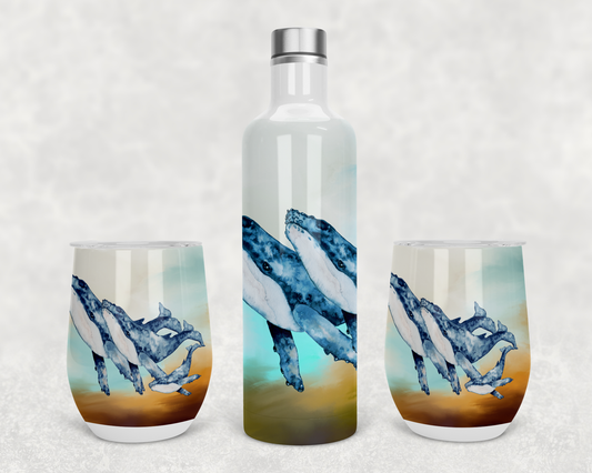 Wine set Whales Design